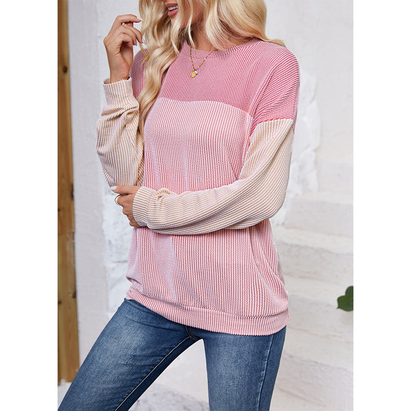 Women's Color - Block Waffle sweatshirt Top