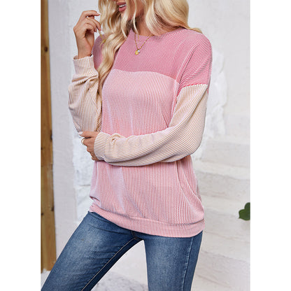 Women's Color - Block Waffle sweatshirt Top