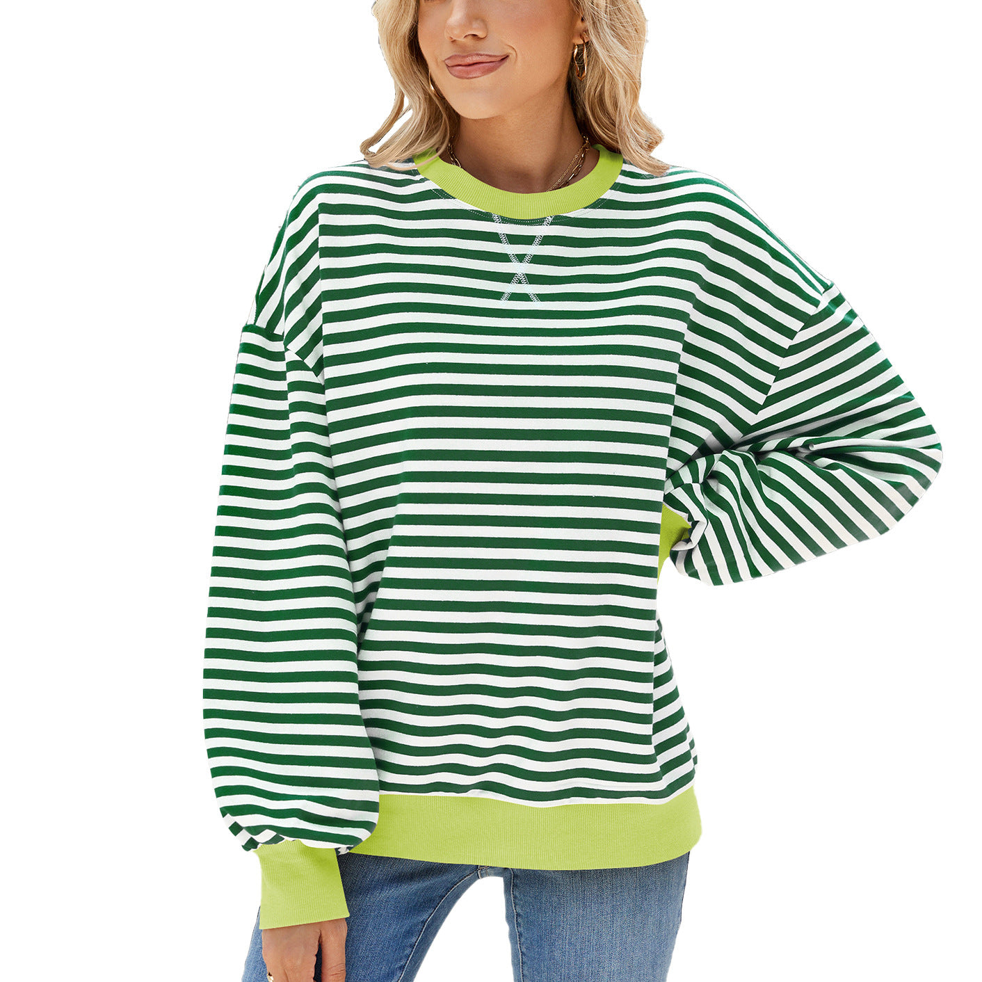 Classic Striped Oversized Crewneck