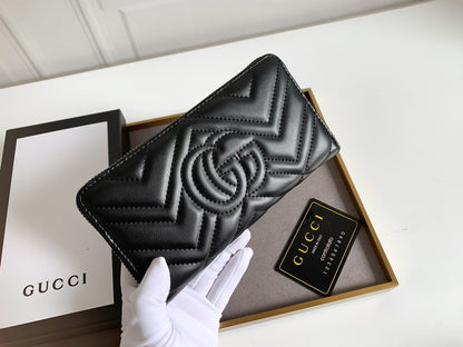 Black Leather GG Marmont Card Case Wallet