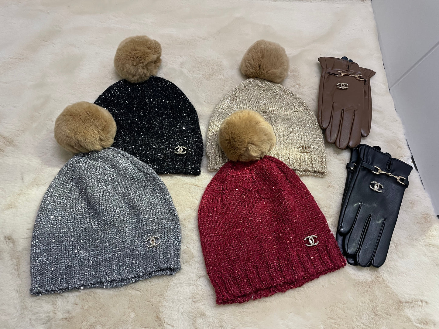 Glitter Pom Beanie Hat