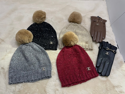 Glitter Pom Beanie Hat