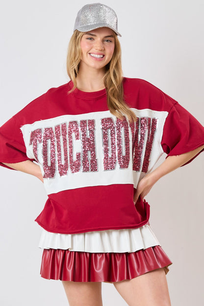 TOUCHDOWN Sequin Loose Fit Top