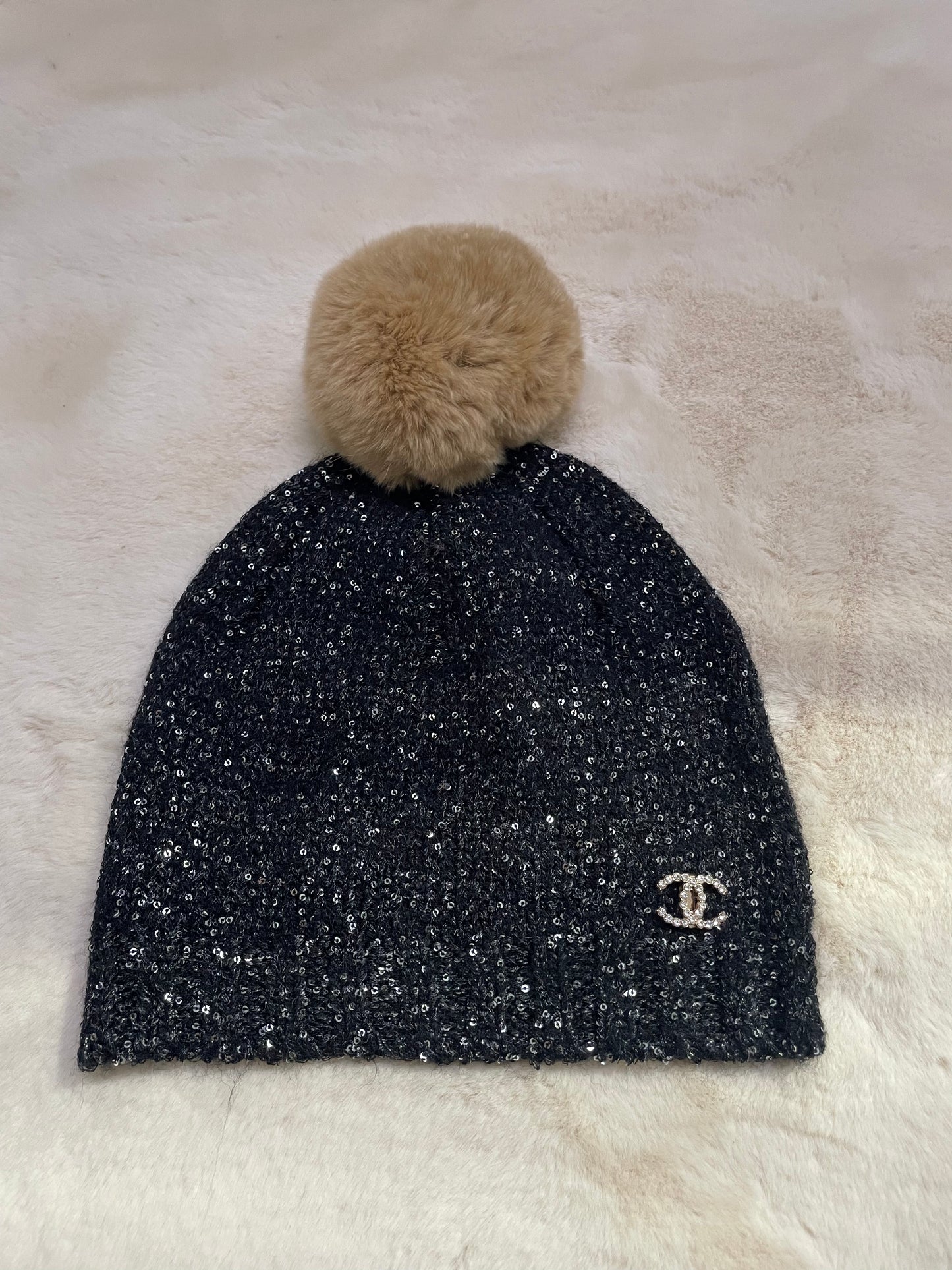 Glitter Pom Beanie Hat