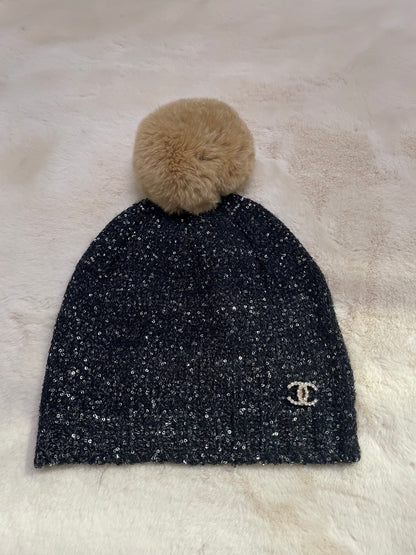 Glitter Pom Beanie Hat