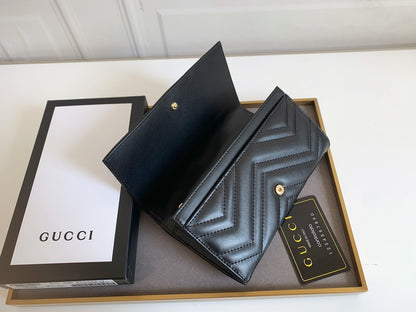 Black Leather GG Marmont Card Case Wallet
