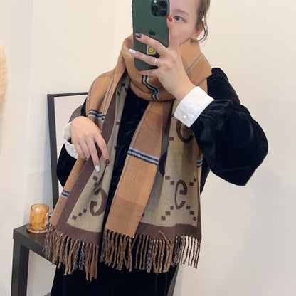 GUCCI Double-Sided Jacquard Plaid Imitation Cashmere Scarf