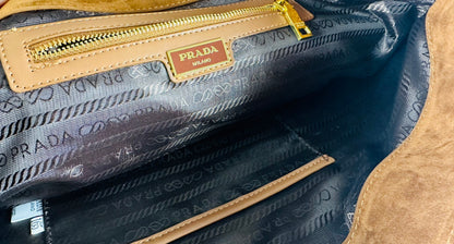 PRADA Tote Bag Suede Brown
