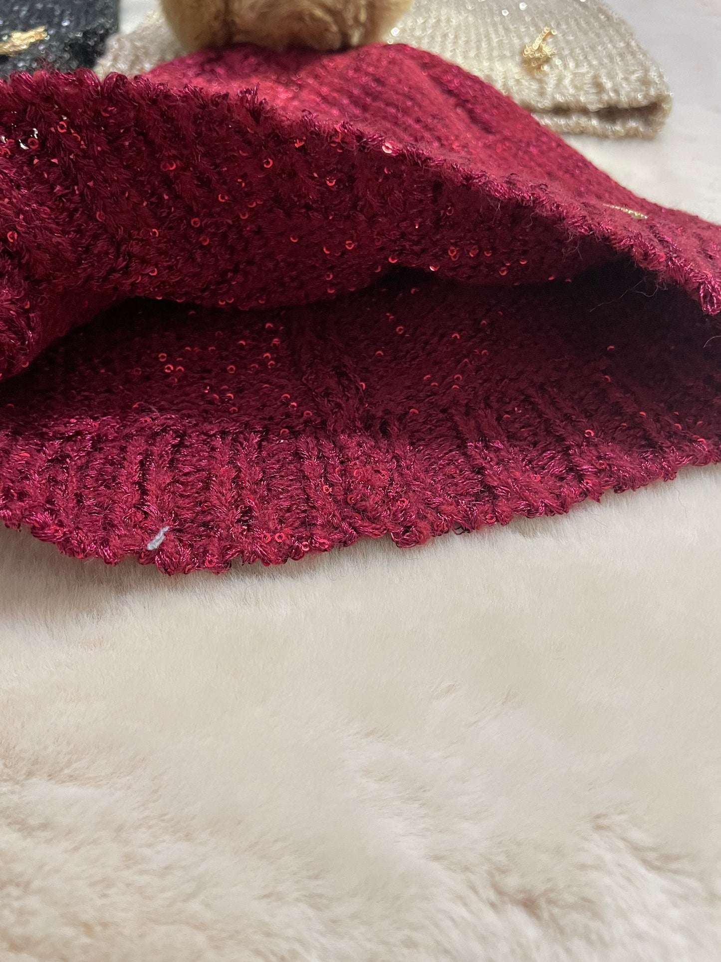 Glitter Pom Beanie Hat