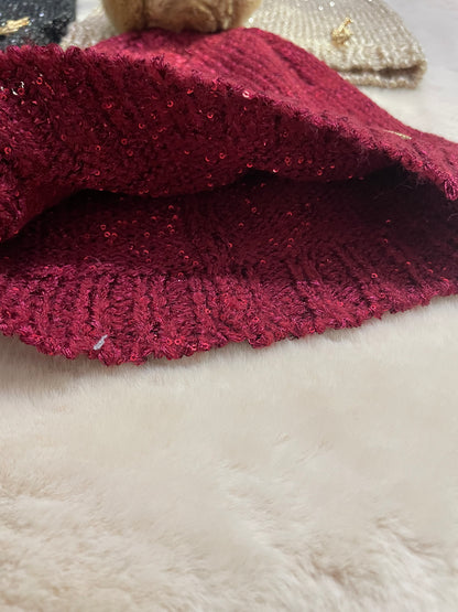 Glitter Pom Beanie Hat