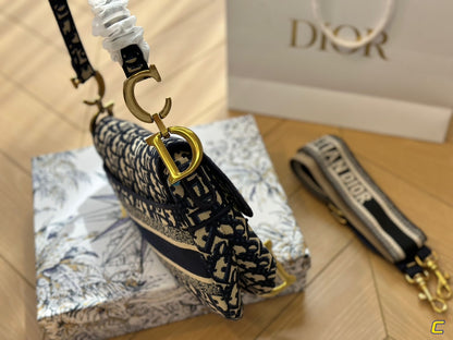 Oblique Embroidery Saddle Bag