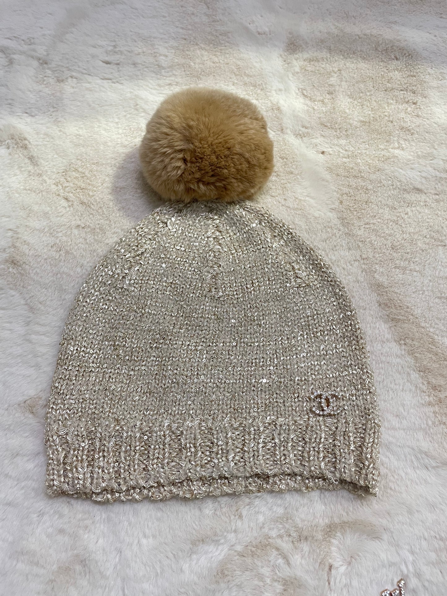 Glitter Pom Beanie Hat