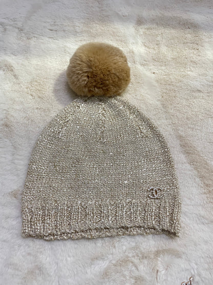 Glitter Pom Beanie Hat