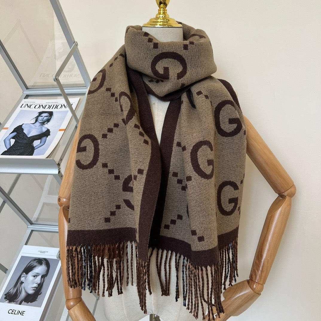 GUCCI Double-Sided Jacquard Plaid Imitation Cashmere Scarf