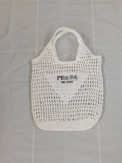 Natural Raffia Knit Tote Bag
