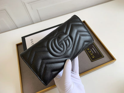 Black Leather GG Marmont Card Case Wallet
