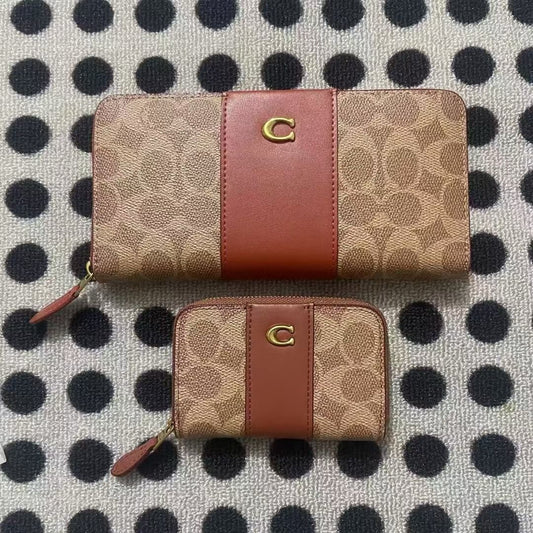 Accordion Zip Wallet In Colorblock Signature Canvas