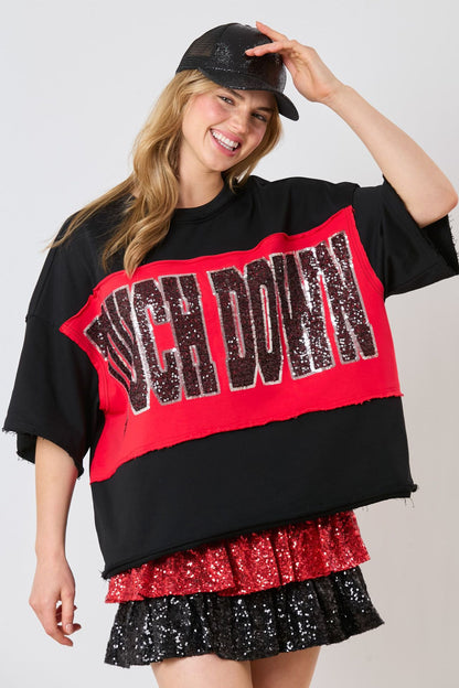 TOUCHDOWN Sequin Loose Fit Top