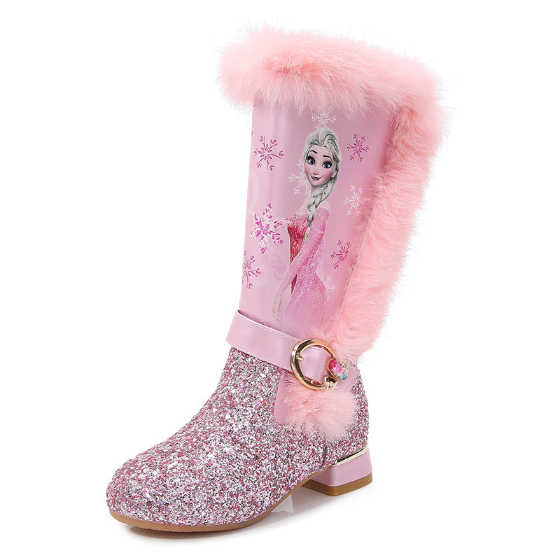 Girl Elsa Faux Fur Calf Boots