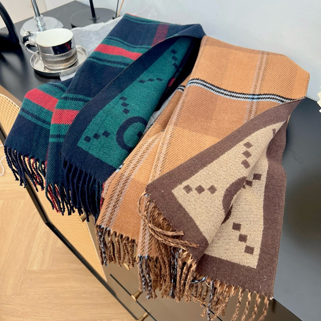 GUCCI Double-Sided Jacquard Plaid Imitation Cashmere Scarf