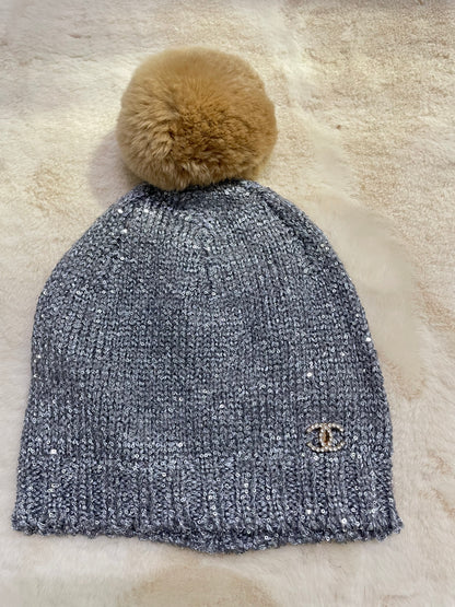 Glitter Pom Beanie Hat