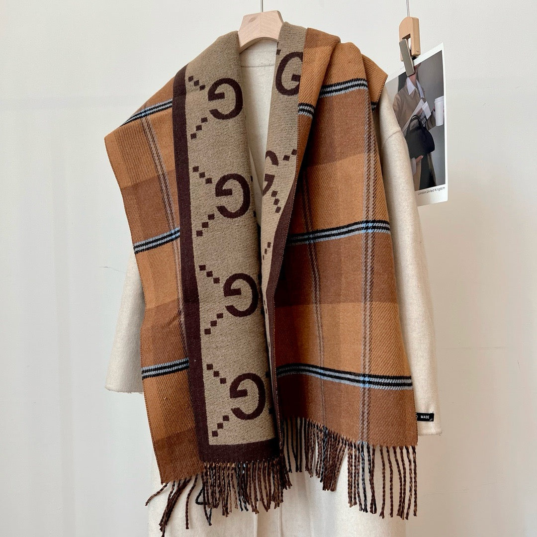 GUCCI Double-Sided Jacquard Plaid Imitation Cashmere Scarf