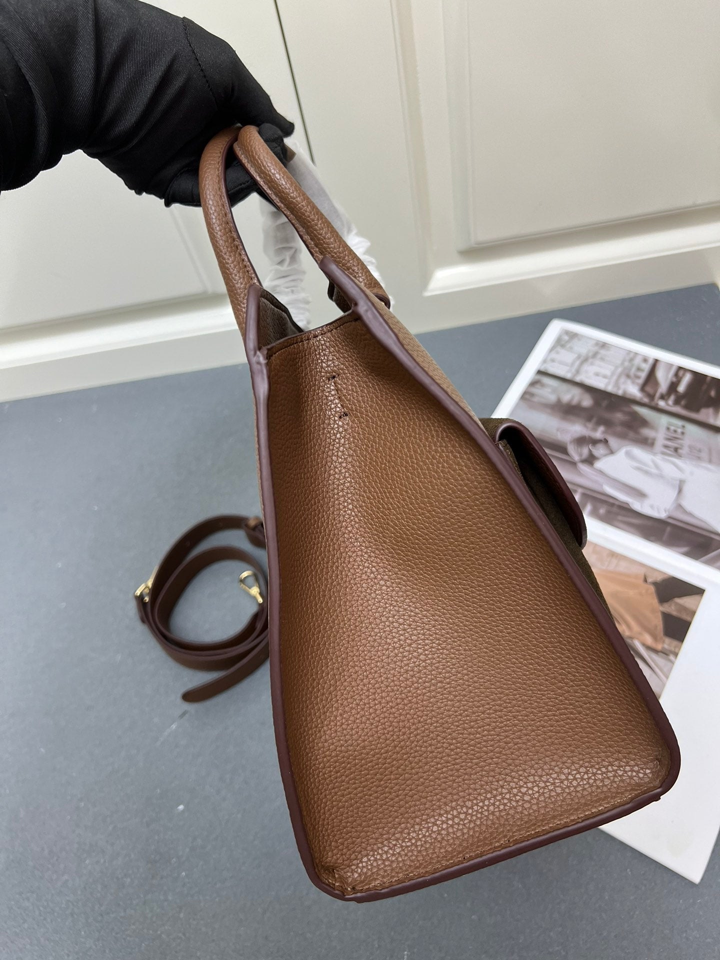 Blossom Hammered Leather Handbag and Shoulder Strap